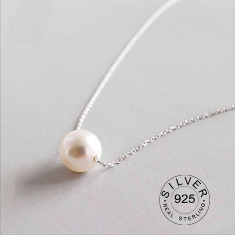 Sterling Silver 925 Dainty Pearl Necklace | New